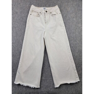 BDG Urban Outfitters Jeans Womens 26x24 Ivory Beige Flood Pant Raw Hem Ankle